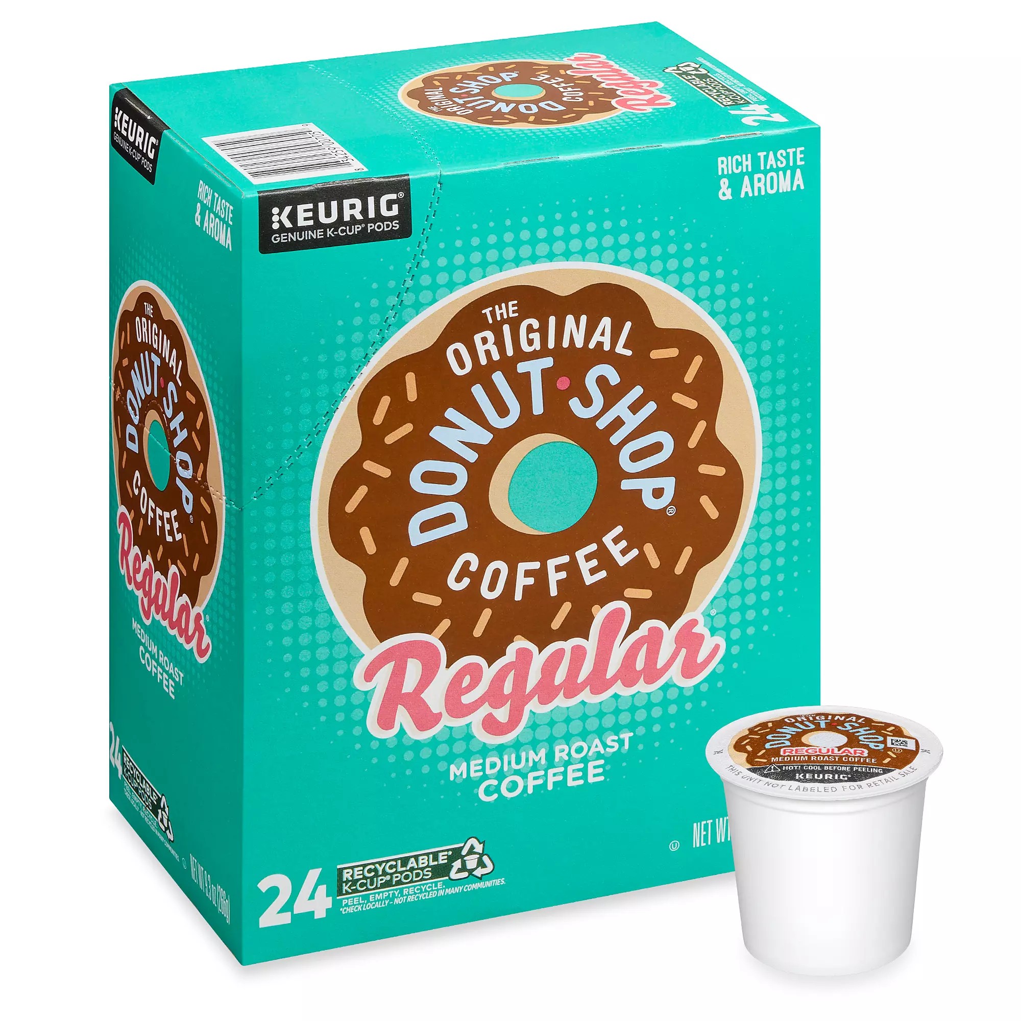 The Original Donut Shop Coffee Keurig K-Cup box and pod, Michigan Shippers Supply prints the foil lids