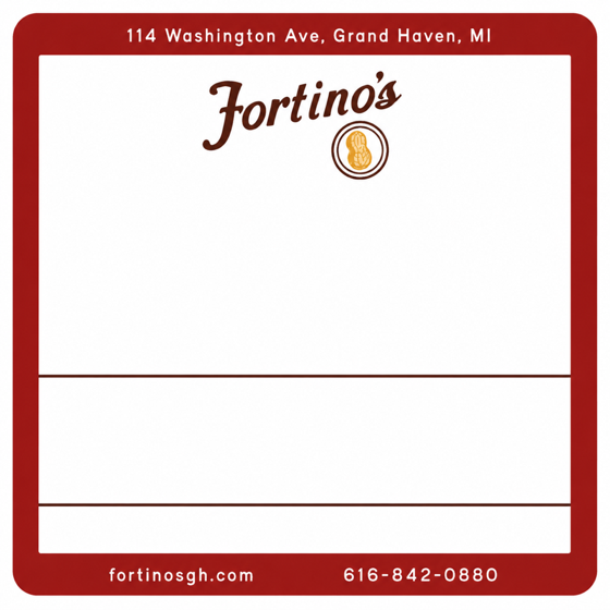 Fortino's restaurant and deli label printed by Michigan Shippers Supply